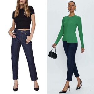 NWT PISTOLA‎ Dark Wash Denim High Rise Cropped Slim Straight Cigarette Jeans 27